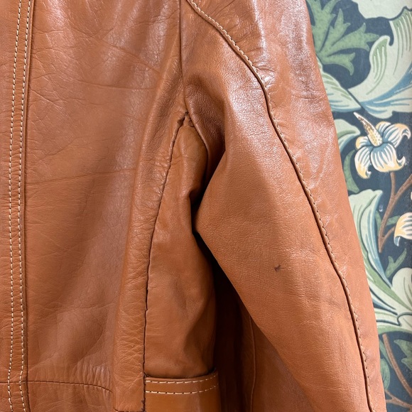 1970s 70s Vintage Leather trench coat with a matching belt unisex - Picture 4 of 9